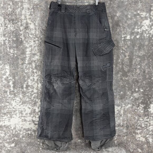 Burton Size XS Dryride Plaid Cargo Snowboard Pants Gray Button Zip Pocket Winter - Picture 1 of 13